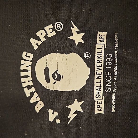 A BATHING APE BAPE Hoodie Sweatshirt ~ Black with Baby Milo Graphic Small - Picture 6 of 10